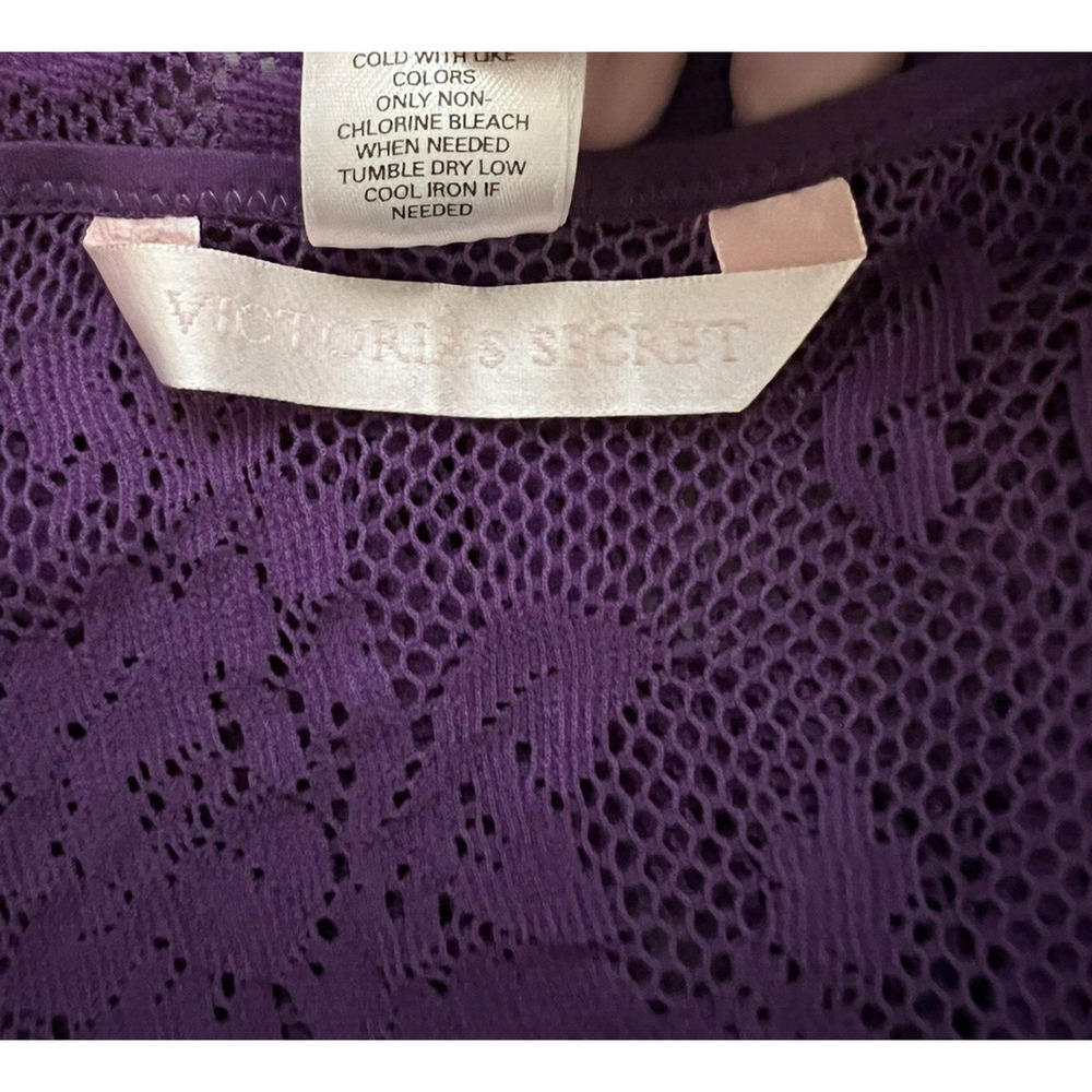 🌵 Victoria's Secret Purple Floral Lace Short Bodycon Nightie Nightgown Y2K - M - Picture 6 of 8